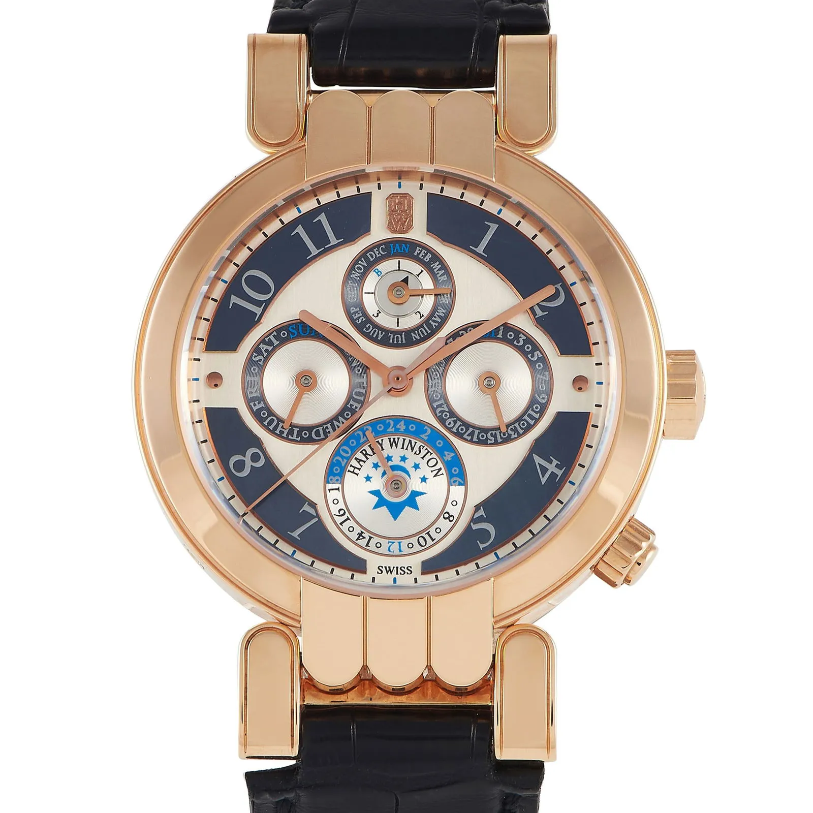 Harry Winston Perpetual Calendar 200-MAWPC38 38mm 18k rose gold White