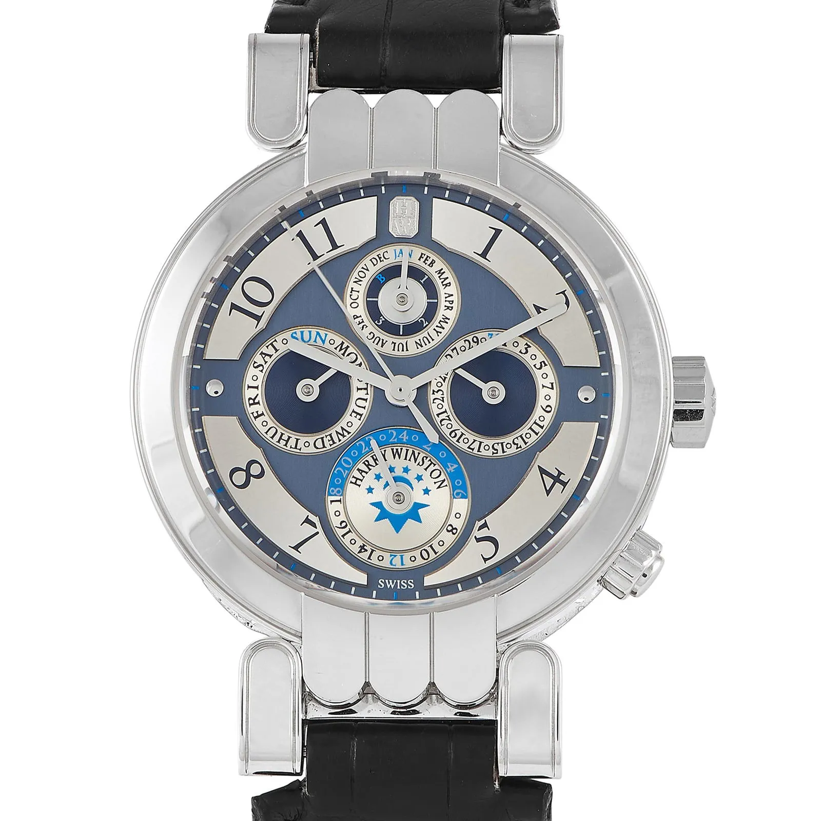 Harry Winston Perpetual Calendar 200-MAWPC38 38mm 18k white gold Grey metallic