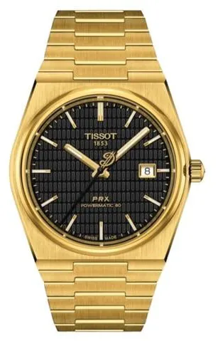 Tissot PRX Powermatic 80 T137.407.33.051.00 40mm Yellow gold and Stainless steel Black