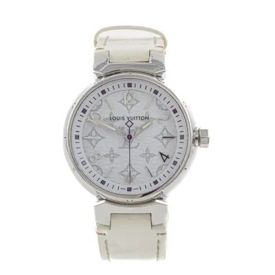 Louis Vuitton Tambour QA116 34mm Stainless steel White