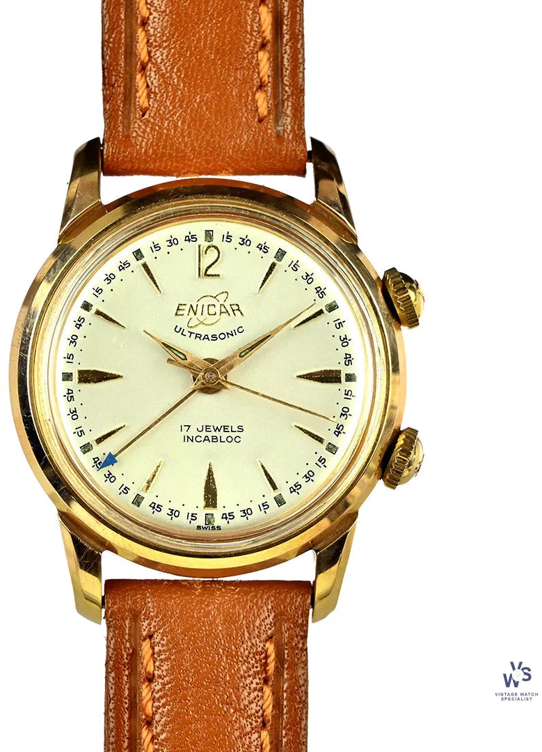 Enicar Ultrasonic 100/74WS 34mm Gold-plated Cream