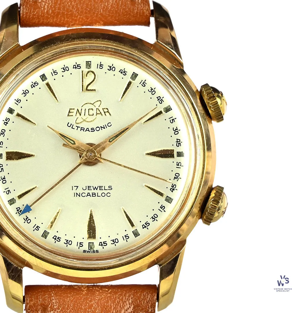 Enicar Ultrasonic 100/74WS 34mm Gold-plated Cream 1