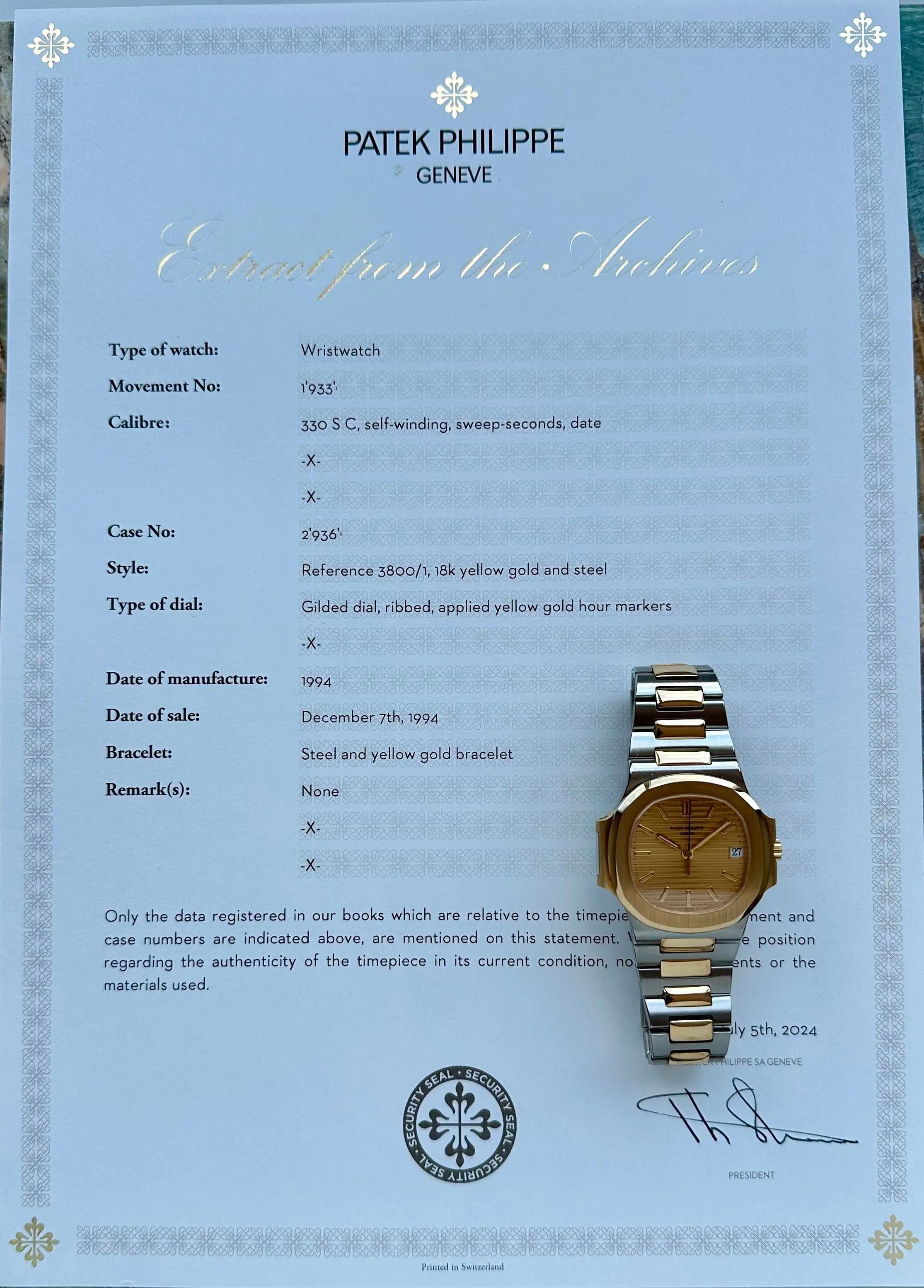 Patek Philippe Nautilus 3800 37mm Yellow gold and Stainless steel Gold 4