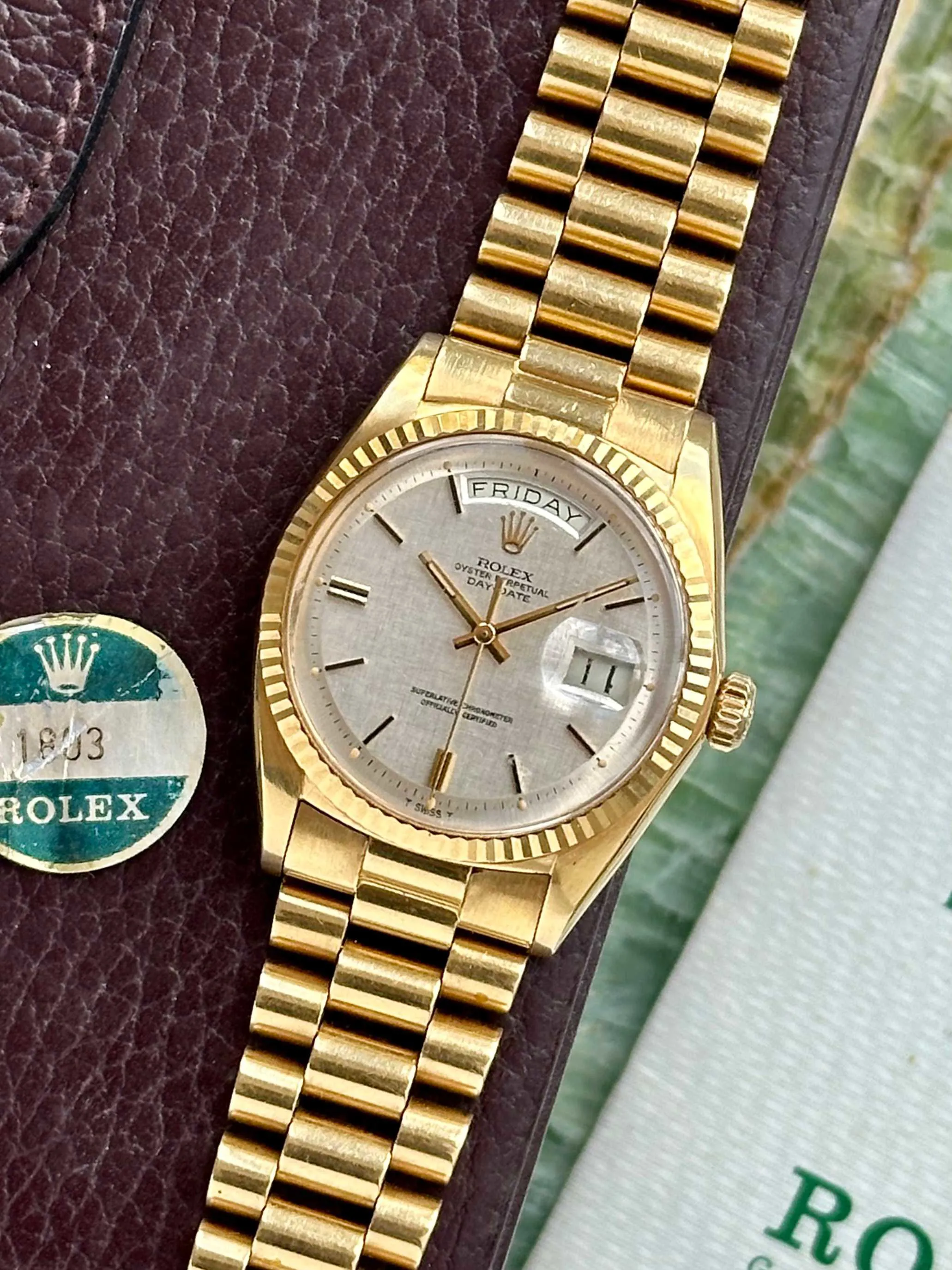 Rolex Day-Date 36 1803 36mm Yellow gold Silver