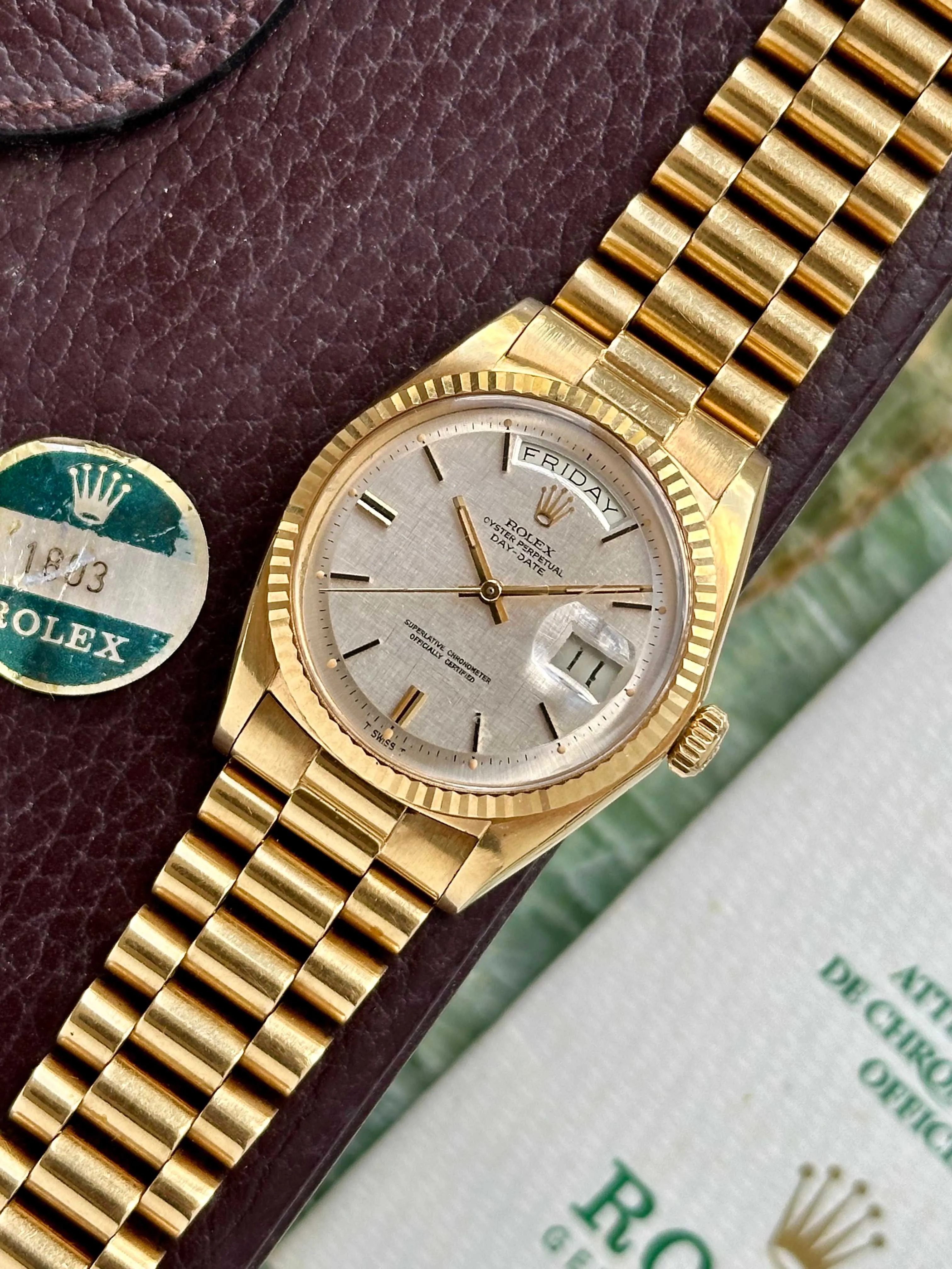 Rolex Day-Date 36 1803 36mm Yellow gold Silver 6