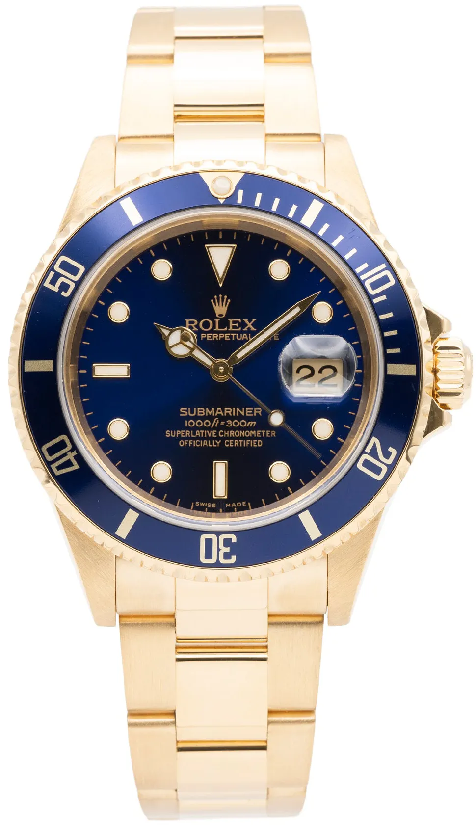 Rolex Submariner 16618LB 40mm Yellow gold Blue