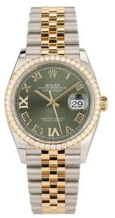 Rolex Datejust 36 126283RBR 36mm Yellow gold and Stainless steel Green