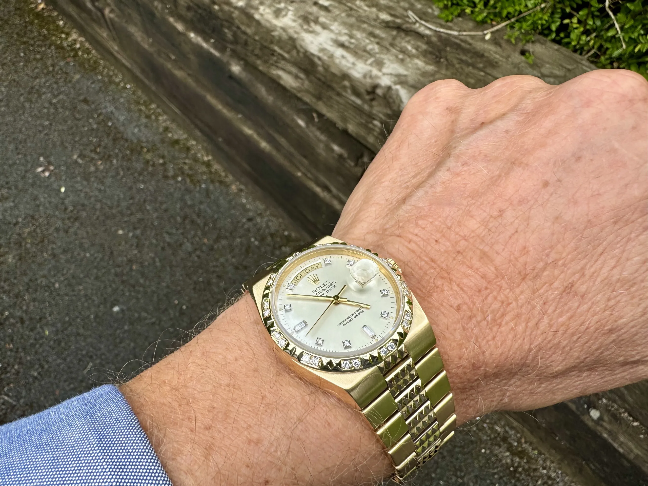 Rolex Day-Date Oysterquartz 19028 36mm Yellow gold Silver 6