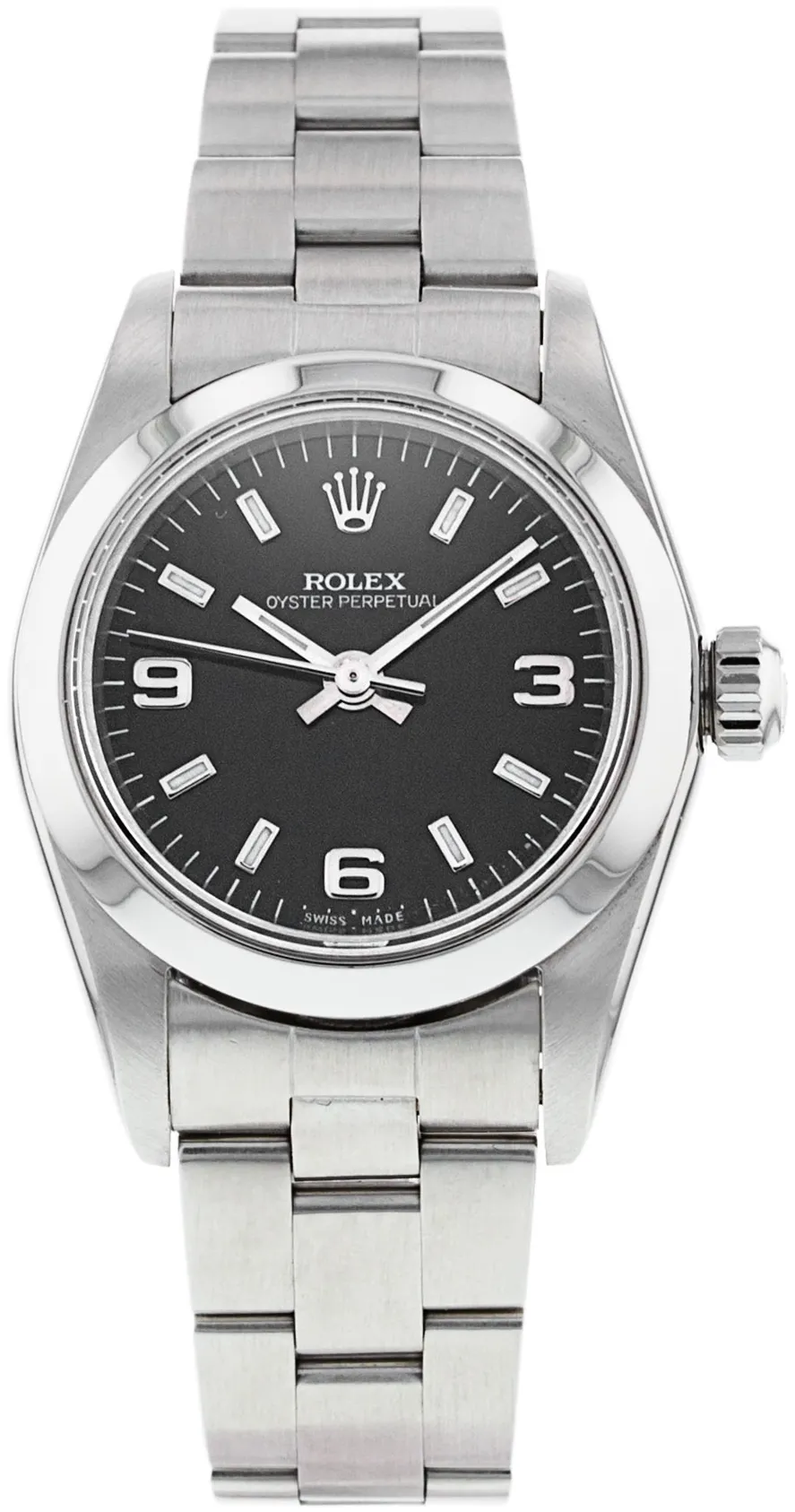 Rolex Oyster Perpetual 76080 24mm Stainless steel Black Quarter Arabic