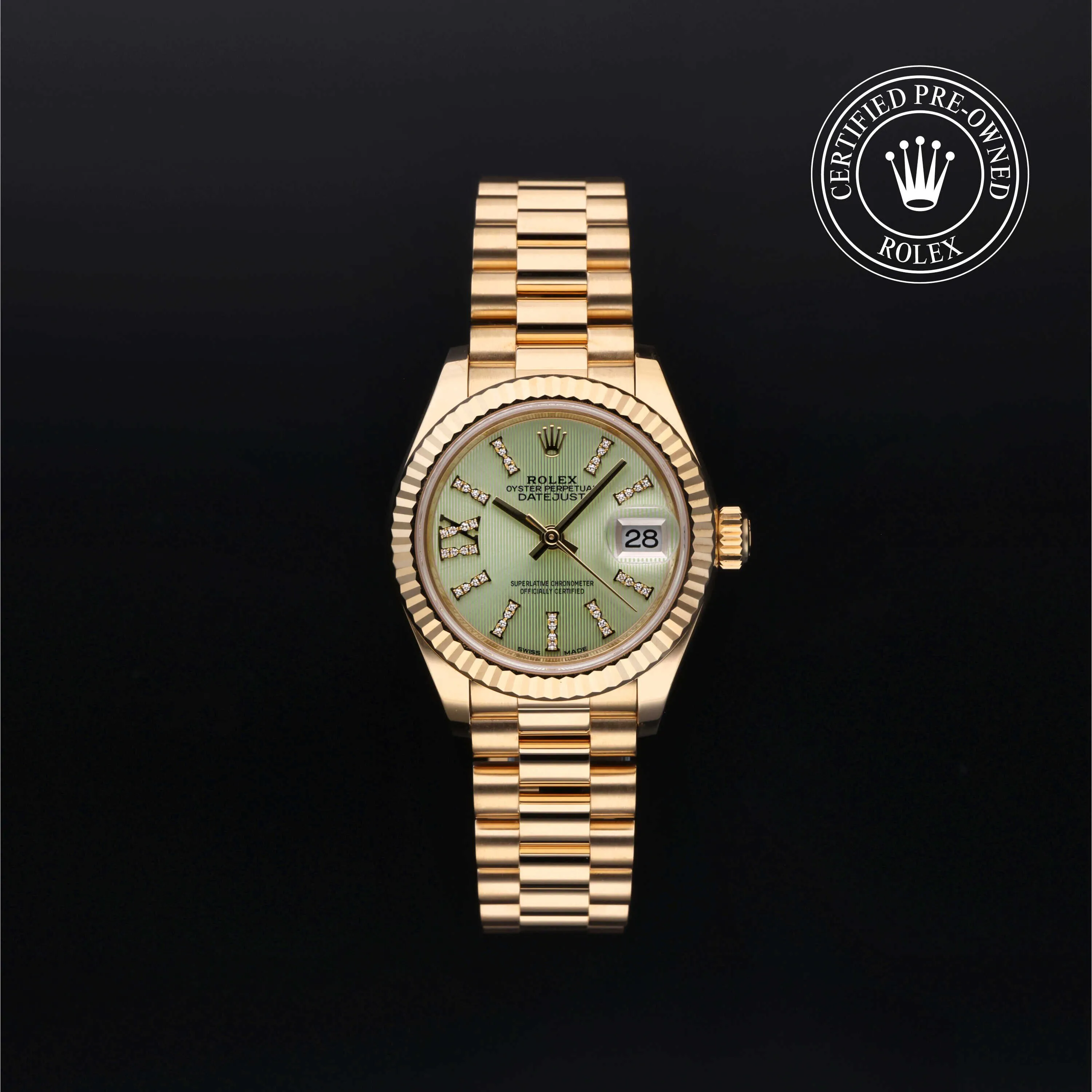 Rolex Lady-Datejust 279178 28mm Yellow gold and 18k yellow gold Green