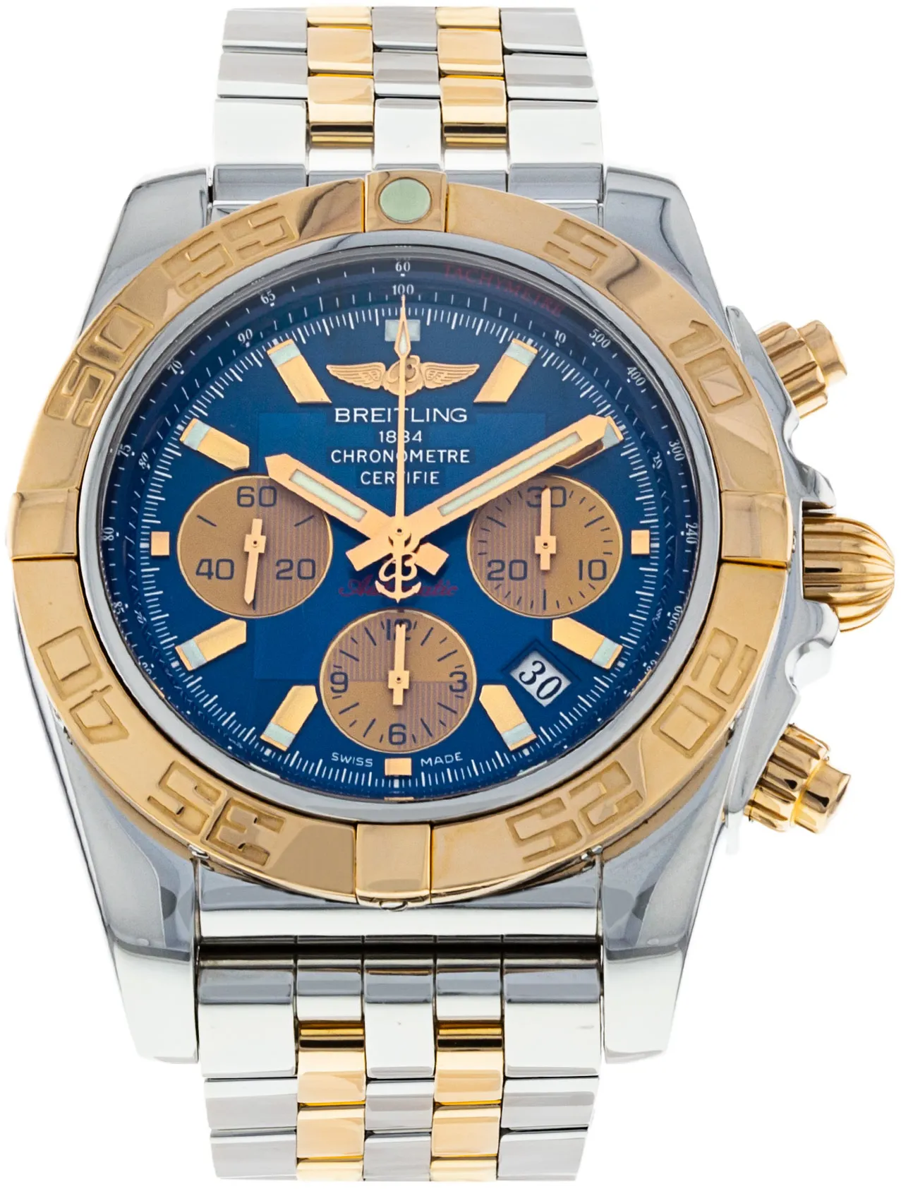 Breitling Chronomat CB 0110 44mm Rose gold and Stainless steel Blue Baton