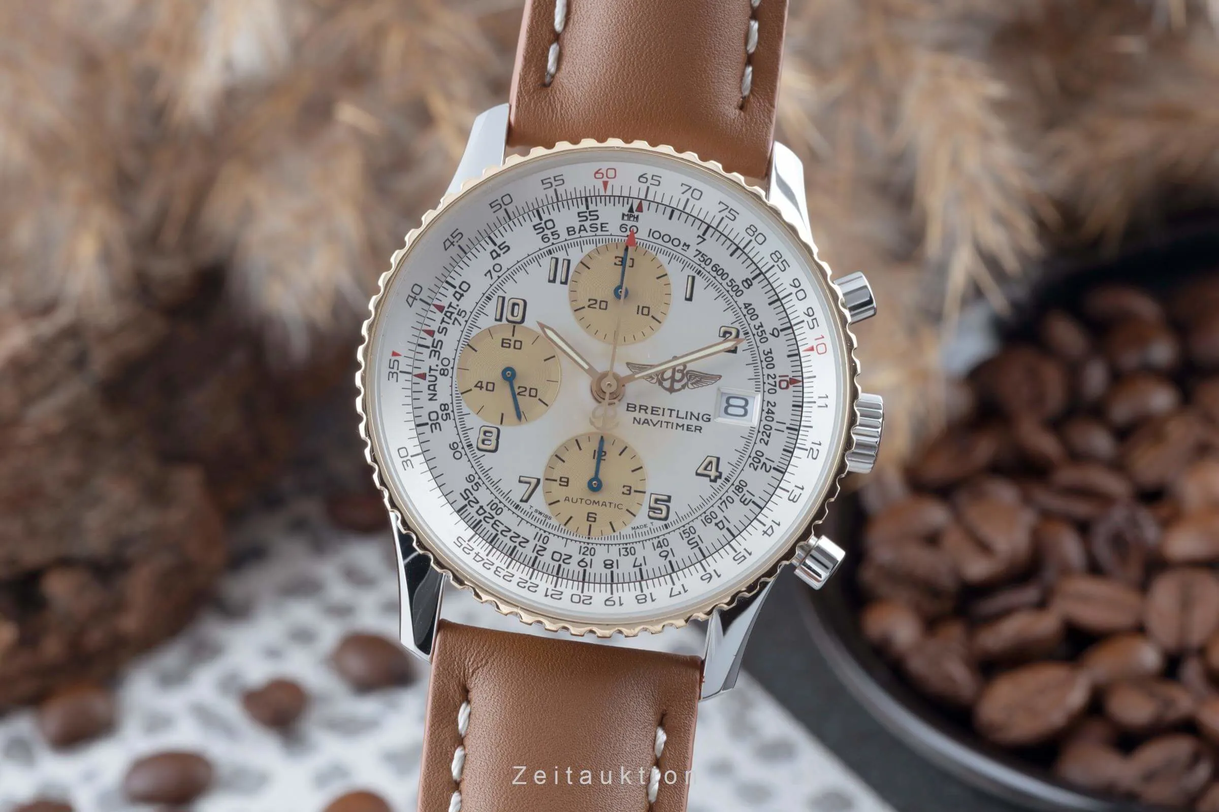 Breitling Navitimer D13022 41mm Yellow gold and Stainless steel Silver