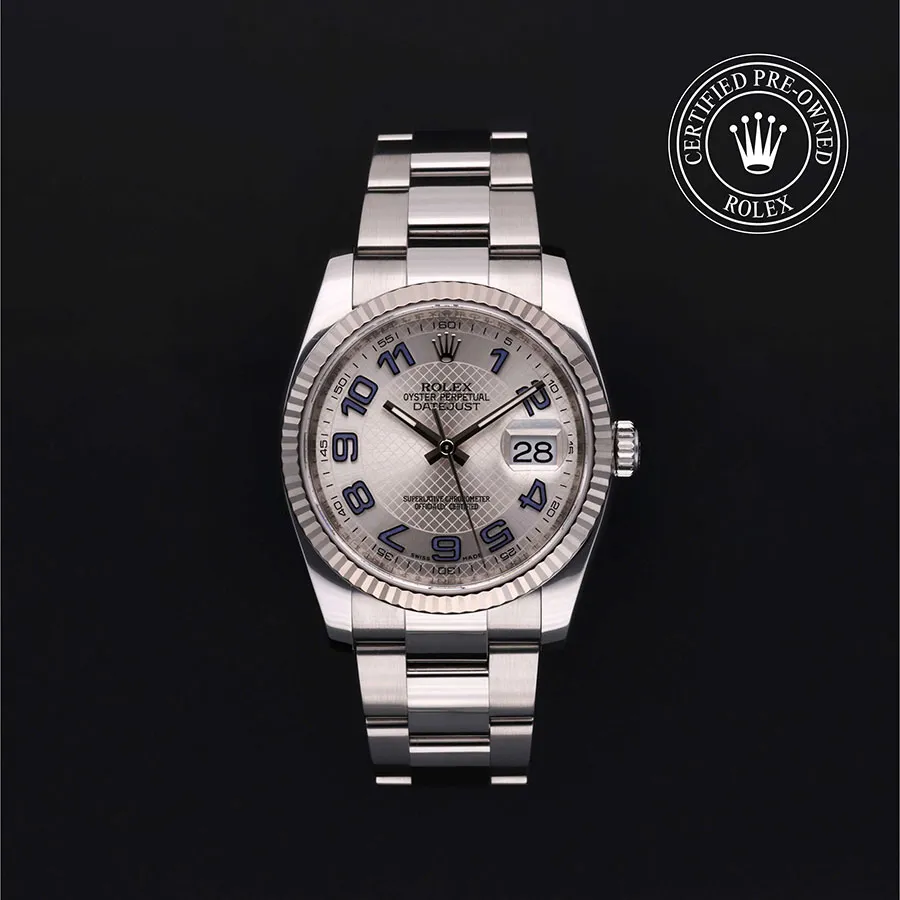 Rolex Datejust 36 116234 36mm Rolesor 18 Carat White Blue