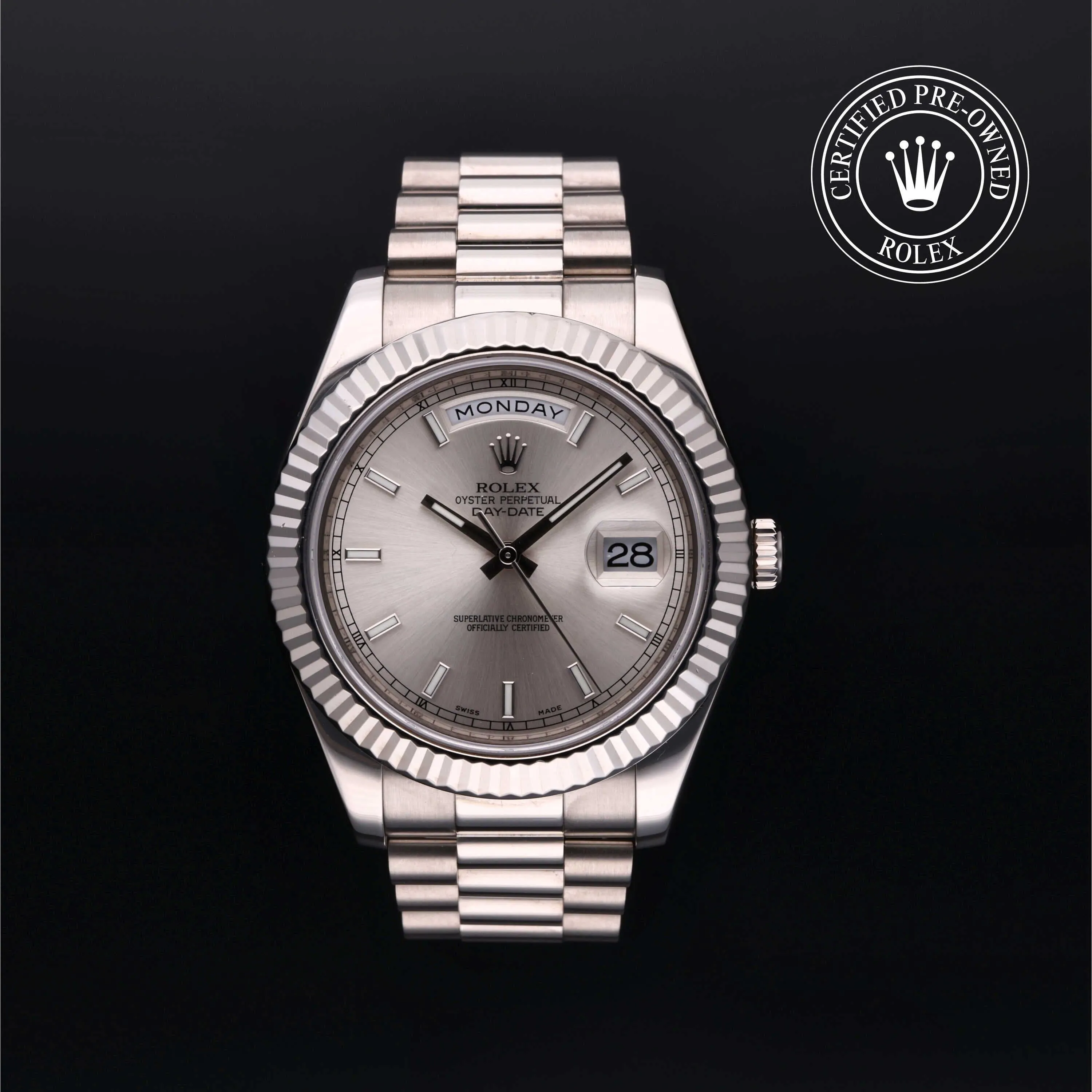 Rolex Day-Date II 218239 41mm 18k white gold Silver