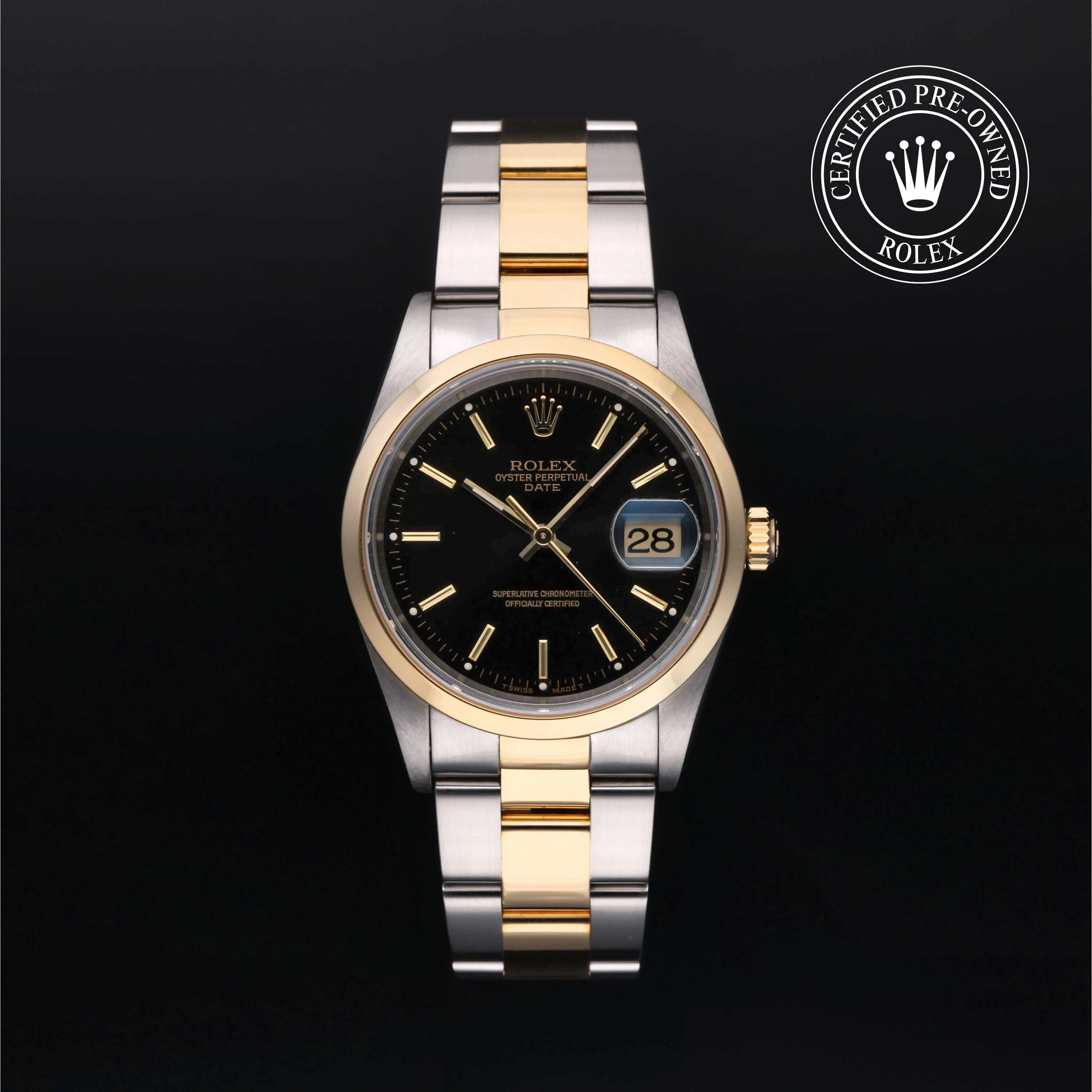 Rolex Oyster Perpetual Date 15203 34mm Yellow gold and Oystersteel Black and dial