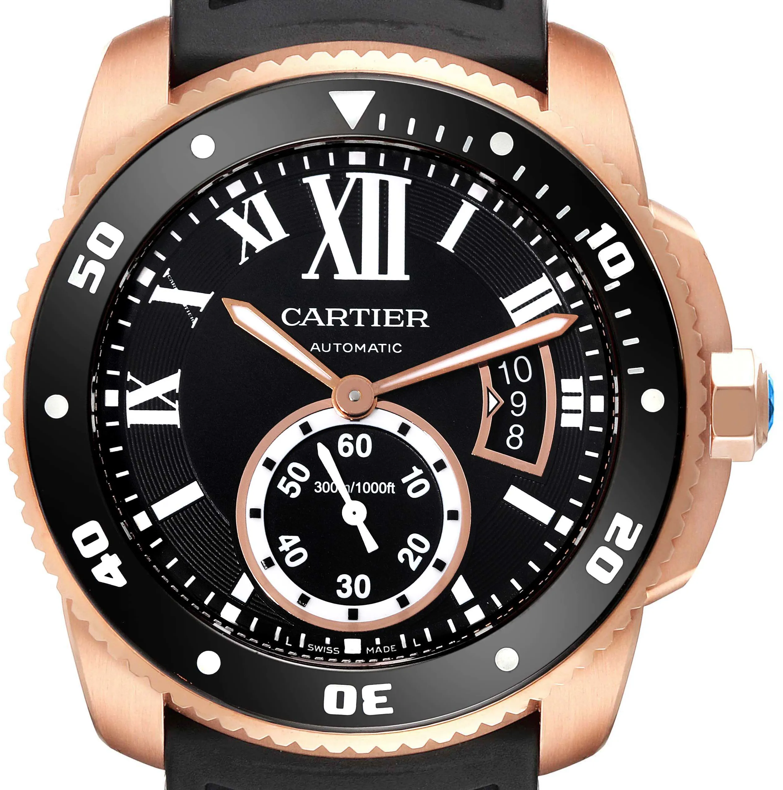 Cartier Calibre de Cartier W7100052 42mm Rose gold and 18k rose gold Black