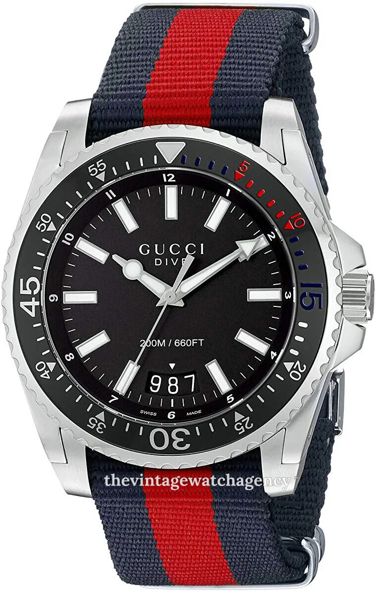 Gucci Dive YA136210 45mm Stainless steel Black