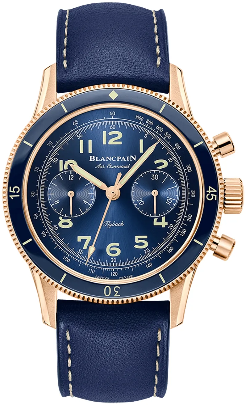 Blancpain Air Command AC02 36B40 63B 42.5mm Rose gold and 18k rose gold Blue