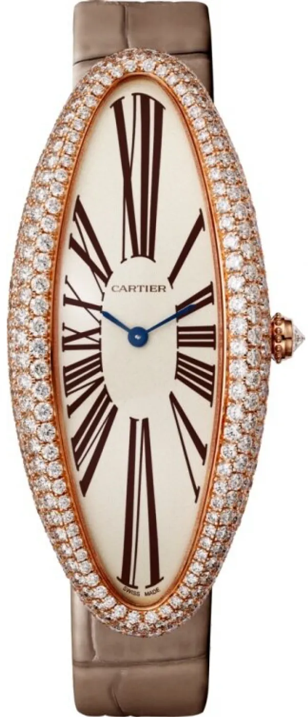 Cartier Baignoire Allongée WJBA0008 52mm Rose gold and 18k rose gold Silver