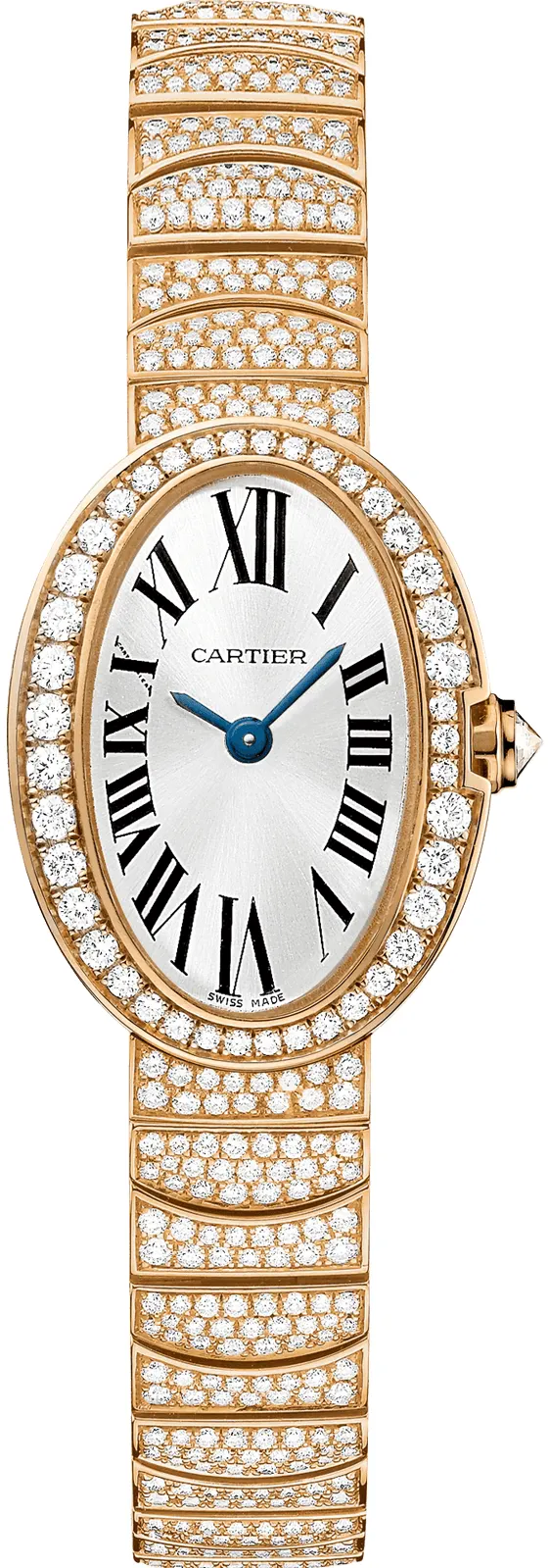 Cartier Mini Baignoire HPI00499 25.5mm Rose gold and Diamond Silver