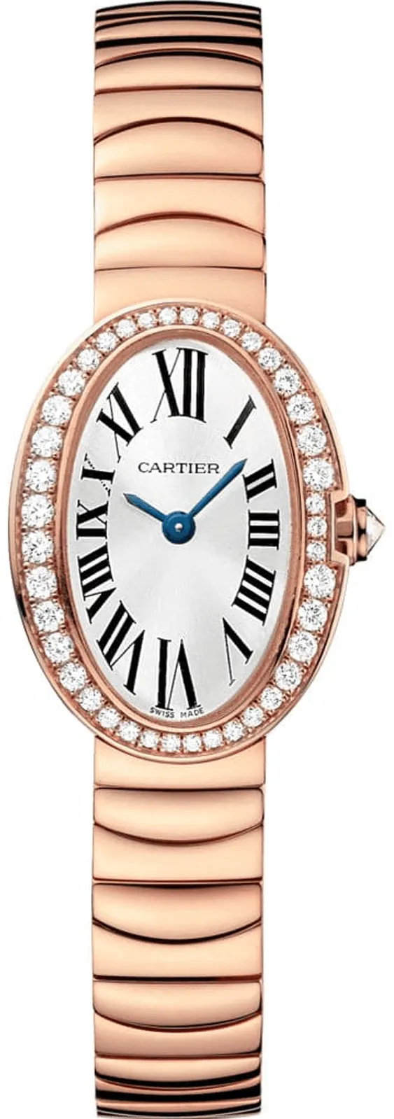 Cartier Mini Baignoire WB520026 25.5mm Rose gold and Diamond Silver