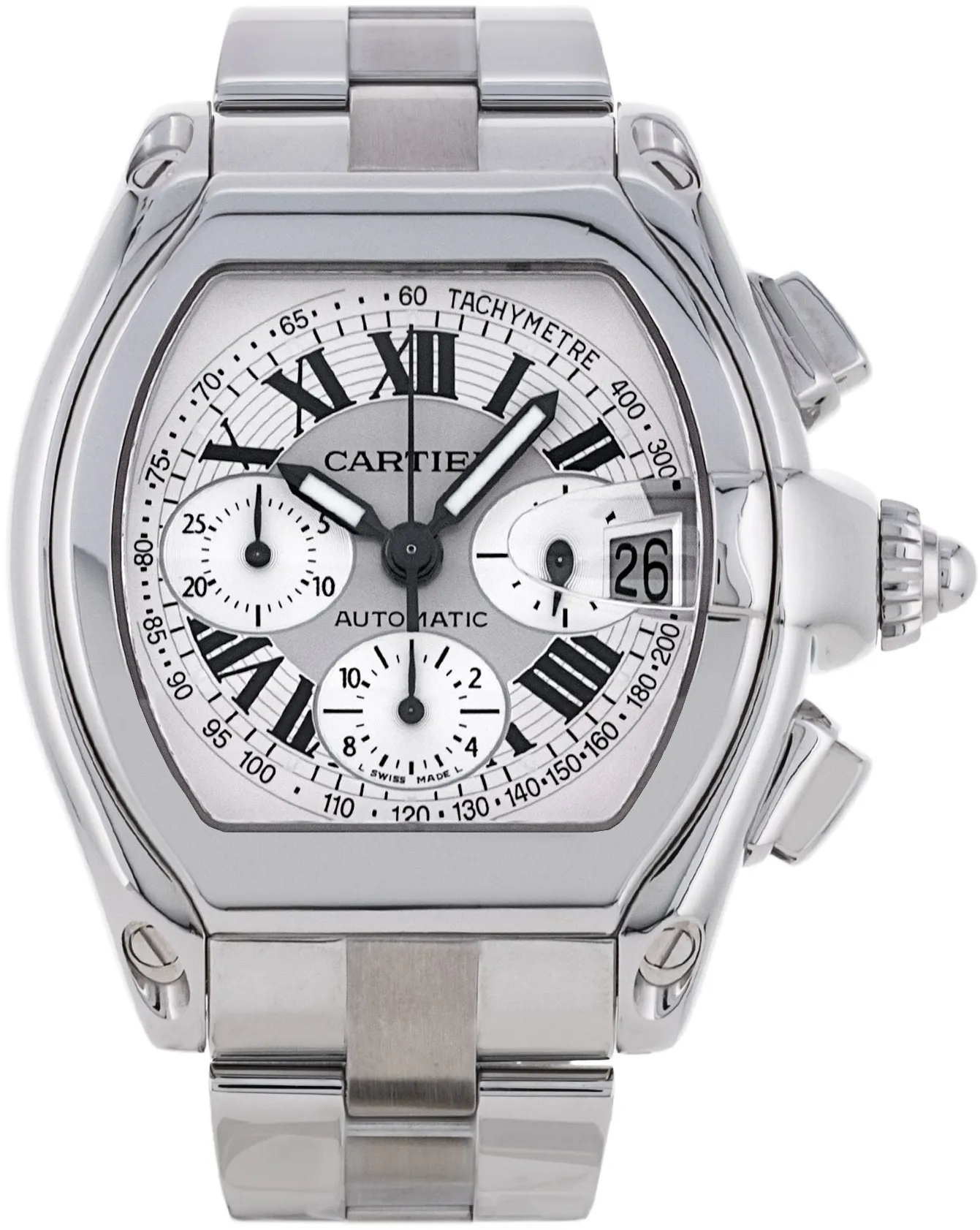 Cartier Roadster W62006X6 43mm Stainless steel Silver Roman Numeral