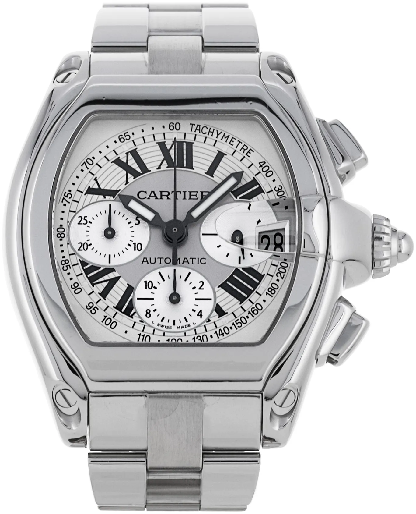 Cartier Roadster W62006X6 43mm Stainless steel Silver Roman Numeral