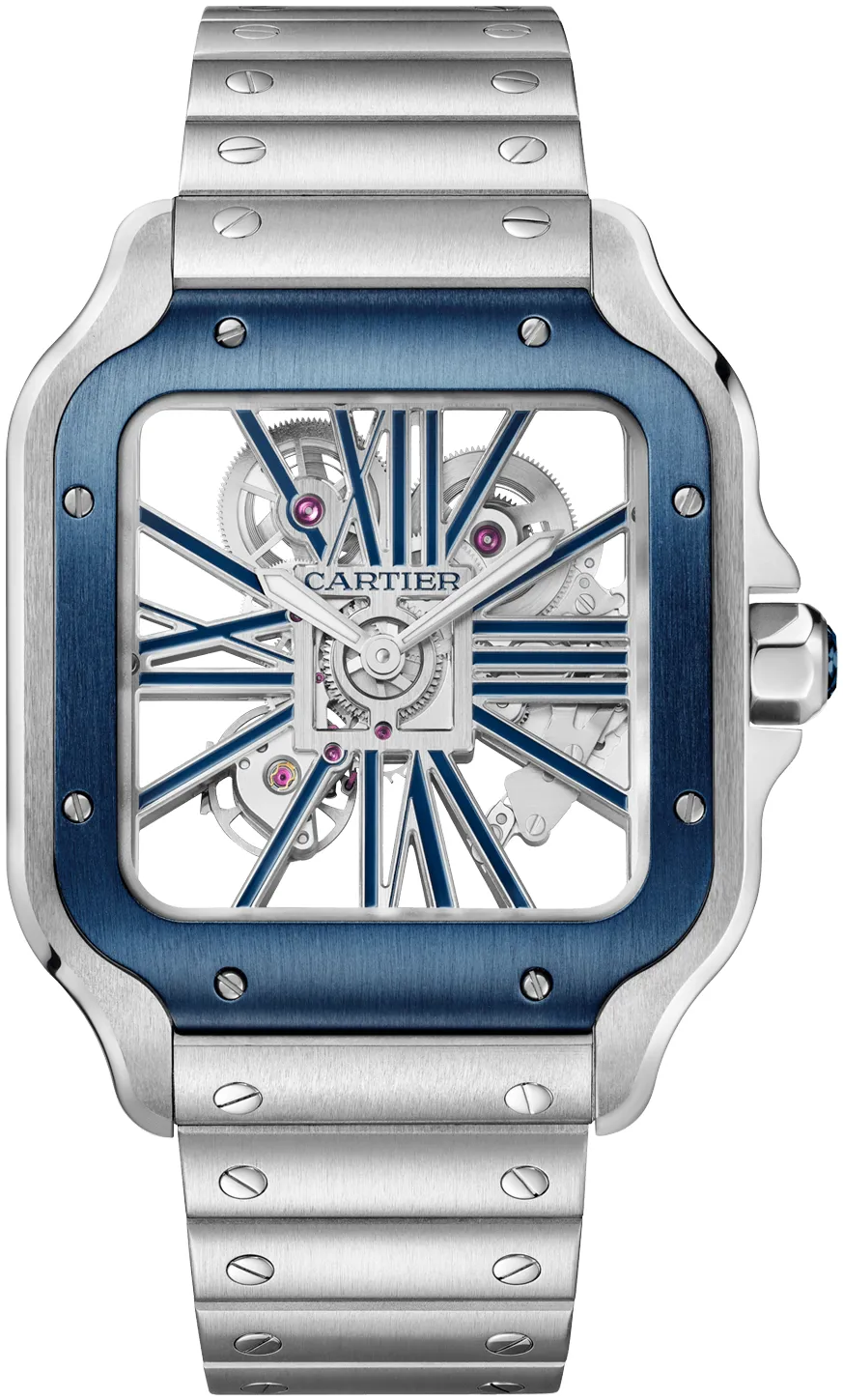 Cartier Santos de Cartier WHSA0026 40mm Stainless steel Blue and Skeletonized