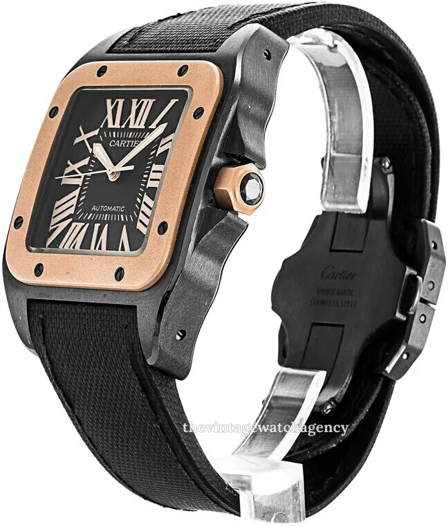 Cartier Santos W2020009 18 carat rose gold steel Black 1