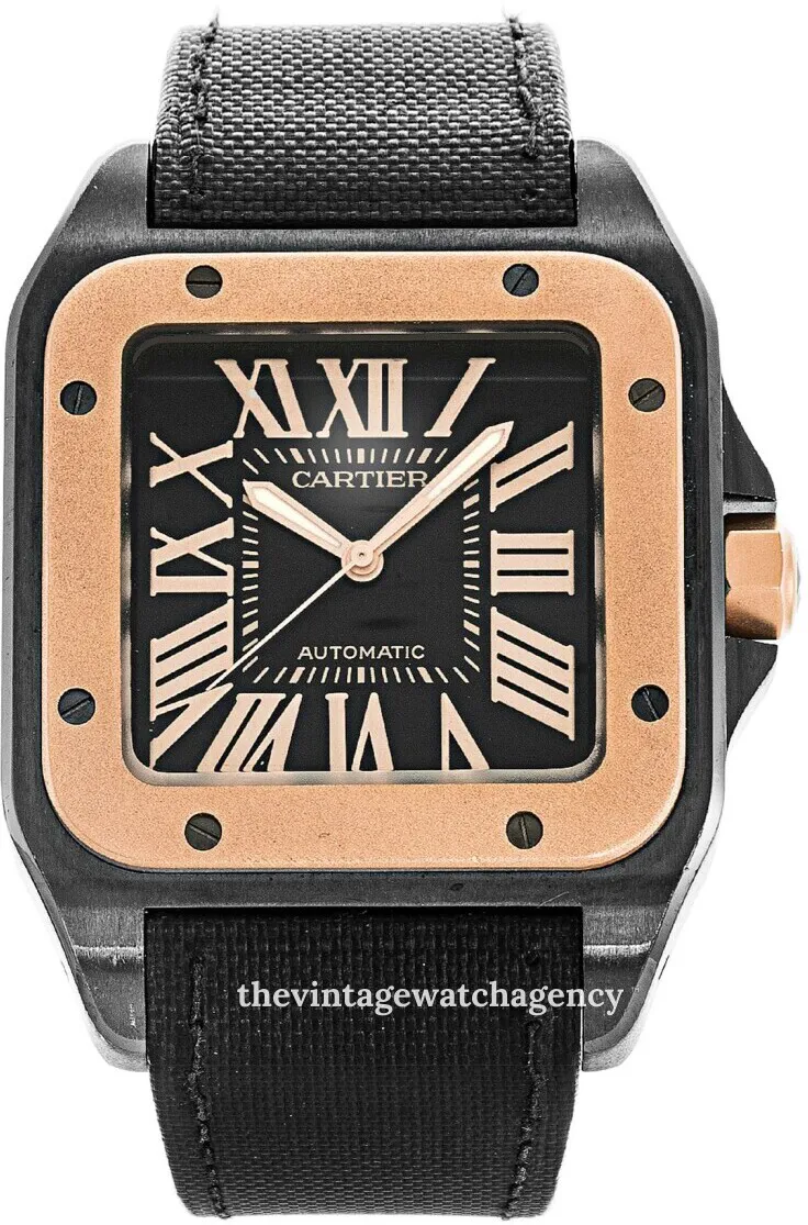 Cartier Santos W2020009 18 carat rose gold steel Black