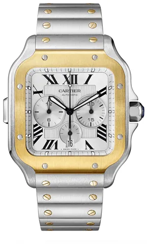 Cartier Santos W2SA0008 45mm Yellow gold and Stainless steel and 18k yellow gold Silver