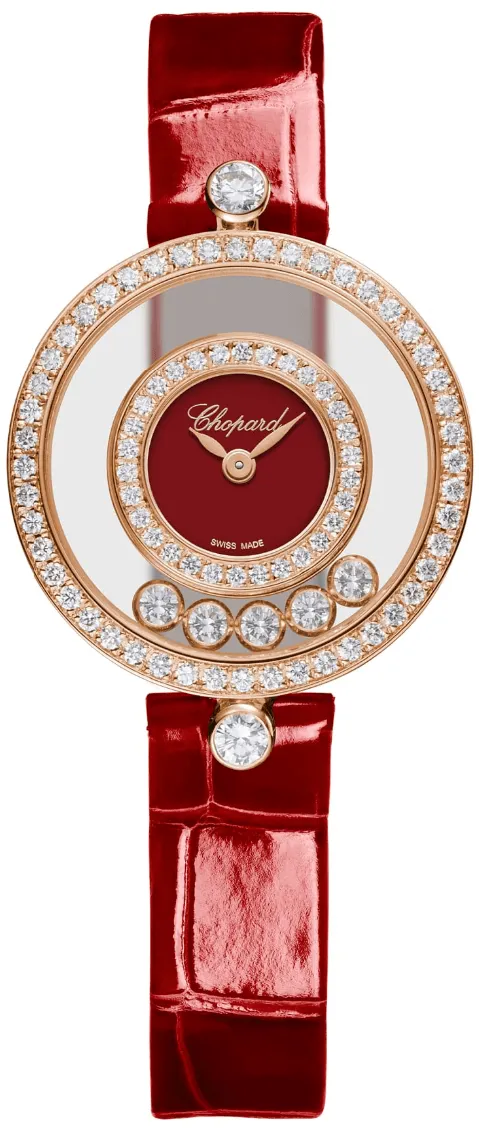 Chopard Happy Diamonds 203957-5210 26mm Rose gold and Diamond Red