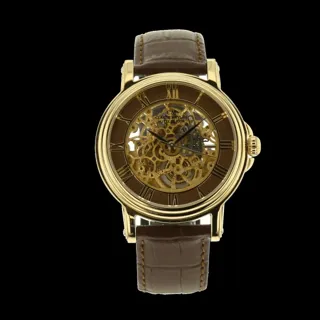 Claude Meylan skeleton mu00e9canique 3263PM 43mm plated steel$yellow gold