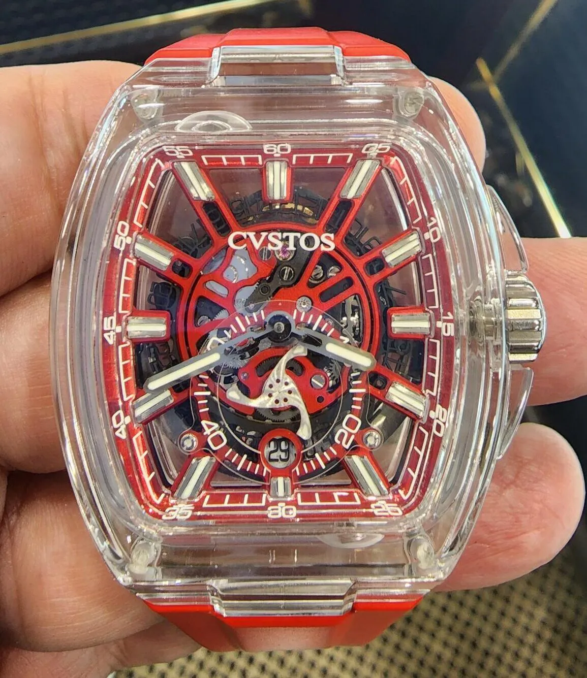 Cvstos Sealiner PS RED 53.5mm Sapphire Crystal Skeletonized