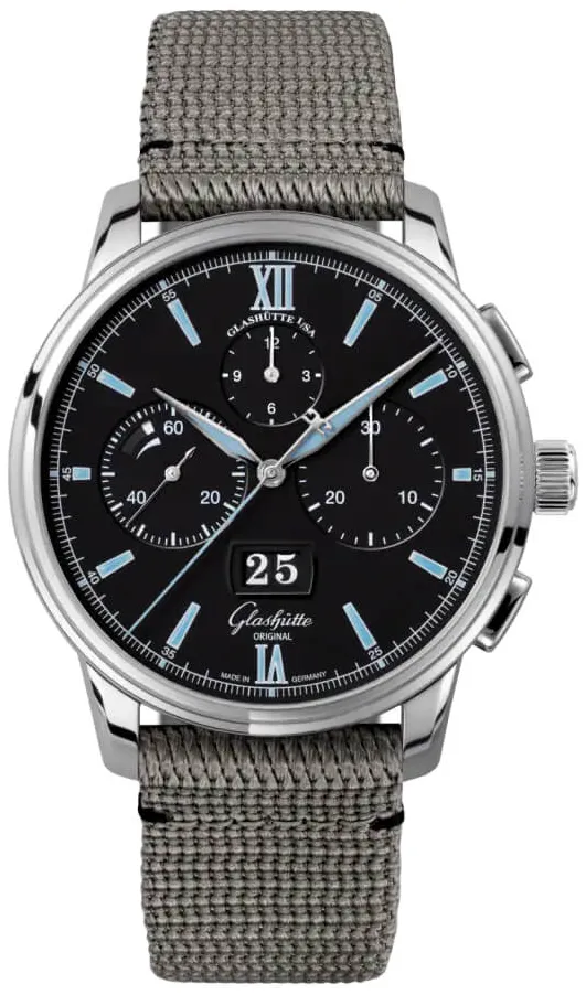 Glashütte Senator Chronograph Panorama Date 1-37-01-03-02-36 42mm Stainless steel Black