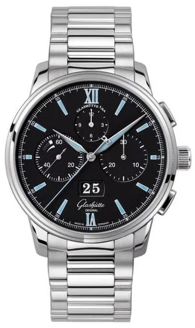 Glashütte Senator Chronograph Panorama Date 1-37-01-03-02-71 42mm Stainless steel Black