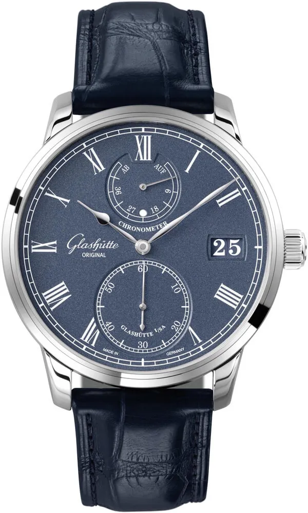 Glashütte Senator Chronometer 1-58-01-05-34-30 42mm White gold and 18k white gold Blue