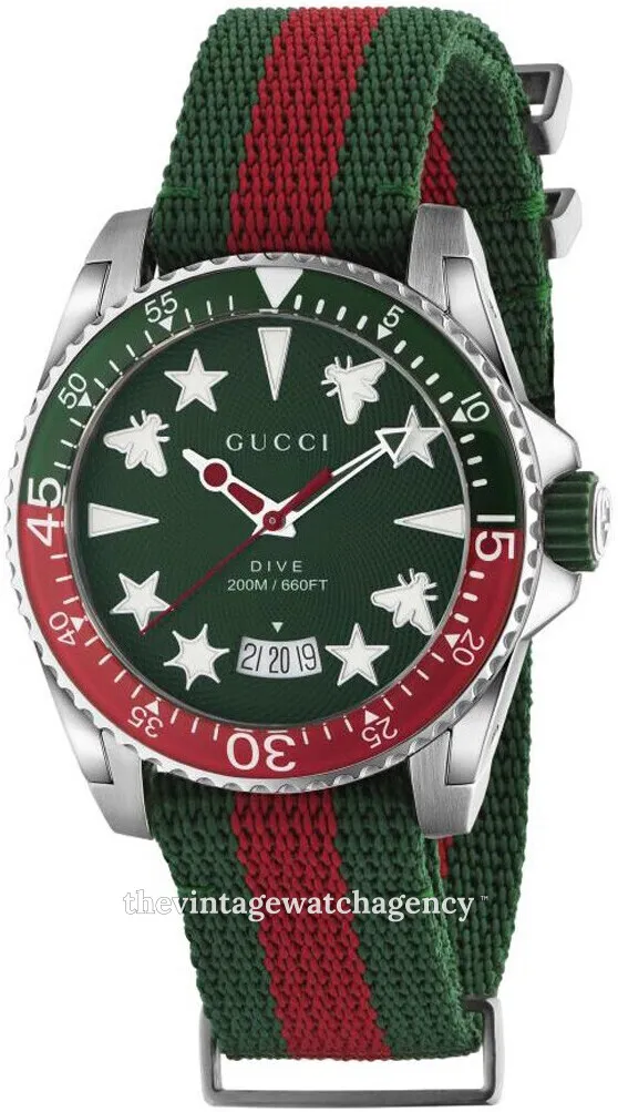 Gucci Dive YA136339 40mm Stainless steel Green