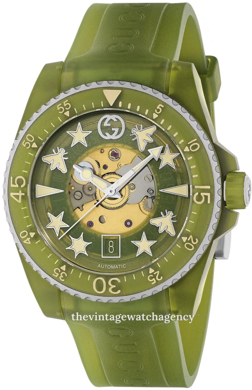 Gucci Dive YA136345 40mm Green plastic Skeletonized