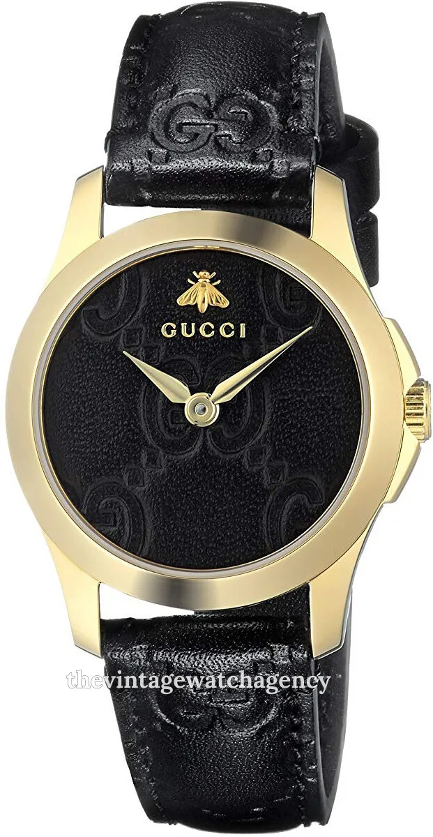 Gucci G-Timeless YA126581 27mm Brushed/polished gold toned steel Black