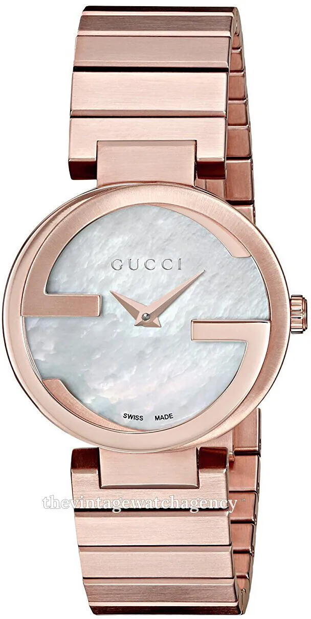 Gucci Interlocking YA133515 29mm Brushed/polished rose gold colored steel White