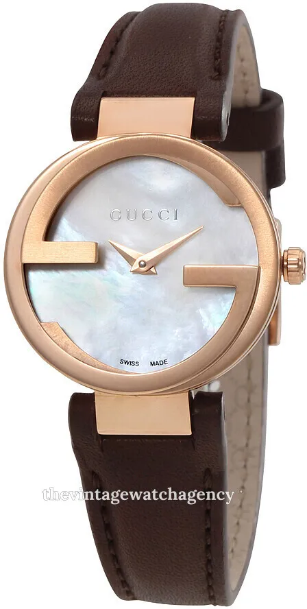 Gucci Interlocking YA133516 29mm Brushed/polished rose gold colored steel White