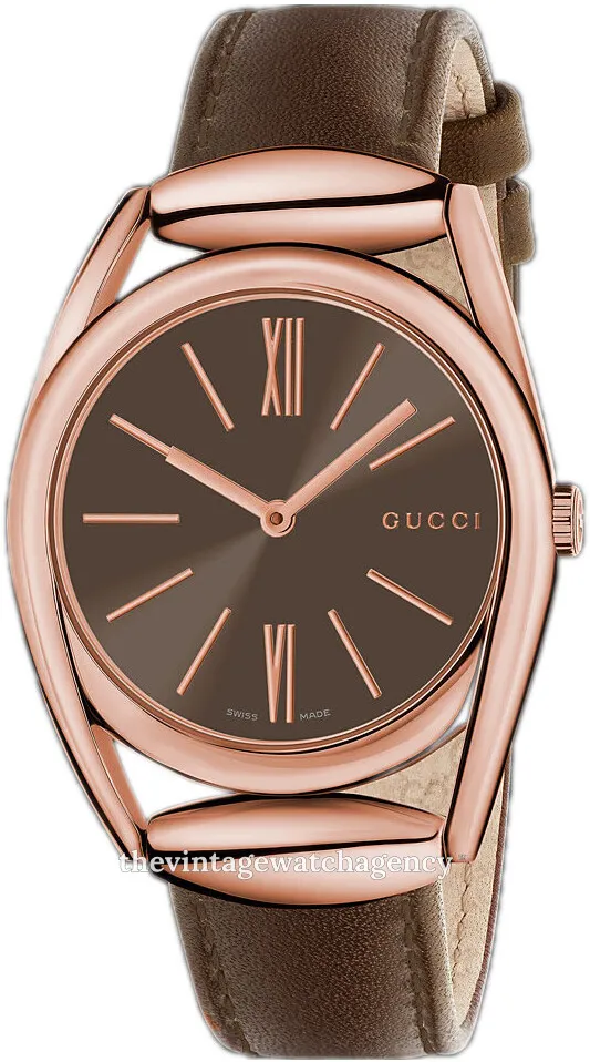 Gucci YA140408 34mm Brushed/polished rose gold colored steel Brown