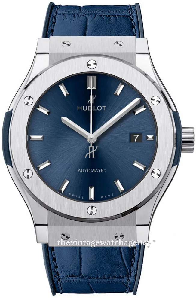 Hublot Classic Fusion 542.NX.7170.LR 42mm Brushed/polished titanium Blue