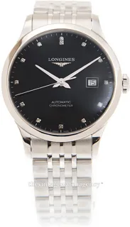 Longines Record L2.821.4.57.6 Stainless steel Black