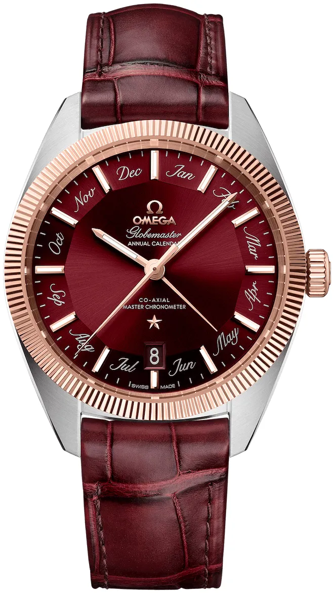 Omega Globemaster 130.23.41.22.11.001 41mm Rose gold and Stainless steel and 18k rose gold Burgundy , Red