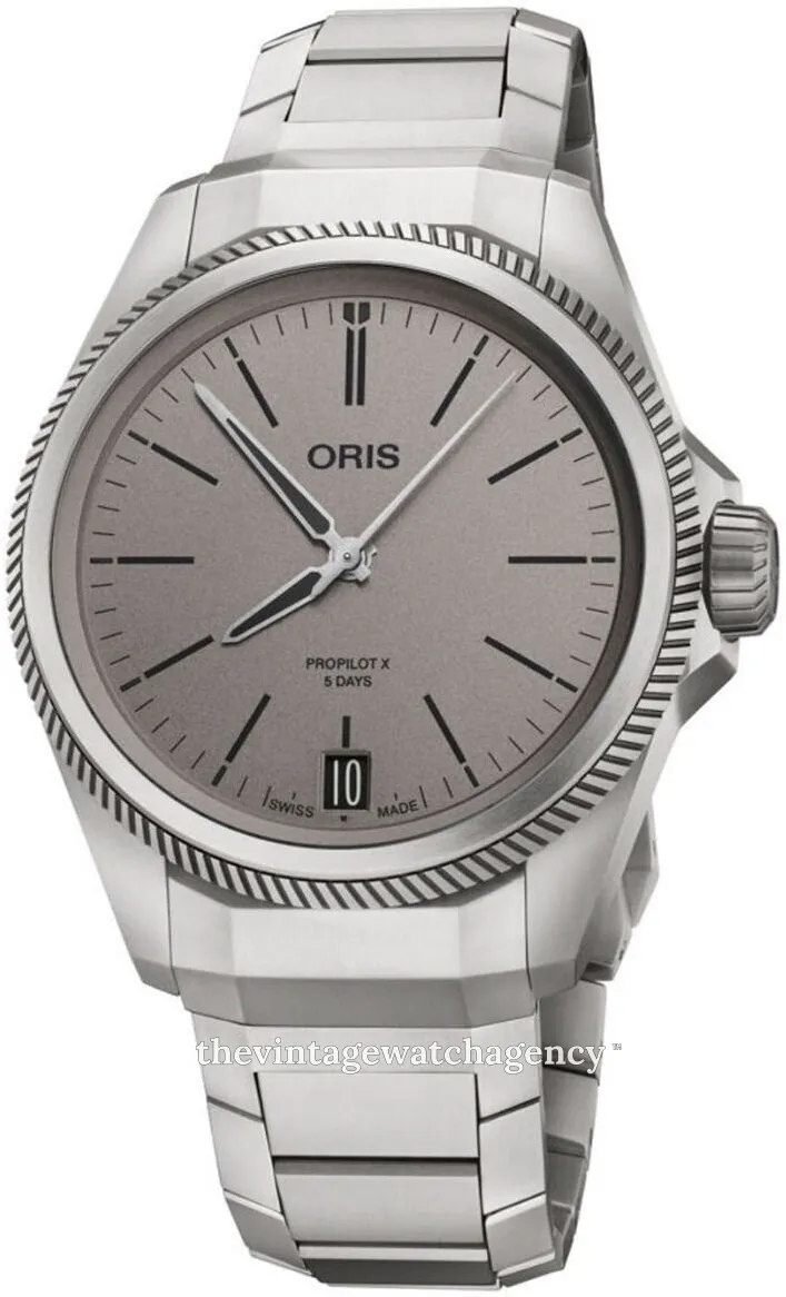 Oris Big Crown ProPilot 01 400 7778 7153-07 7 20 01TLC 39mm Brushed/polished titanium Gray