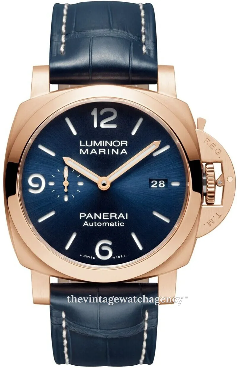 Panerai Luminor Marina PAM 01112 44mm 18k rose gold Blue