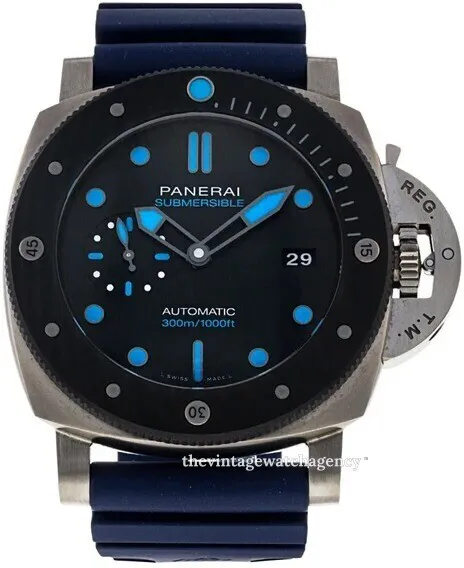 Panerai Submersible PAM 00799 47mm Brushed/polished titanium Black