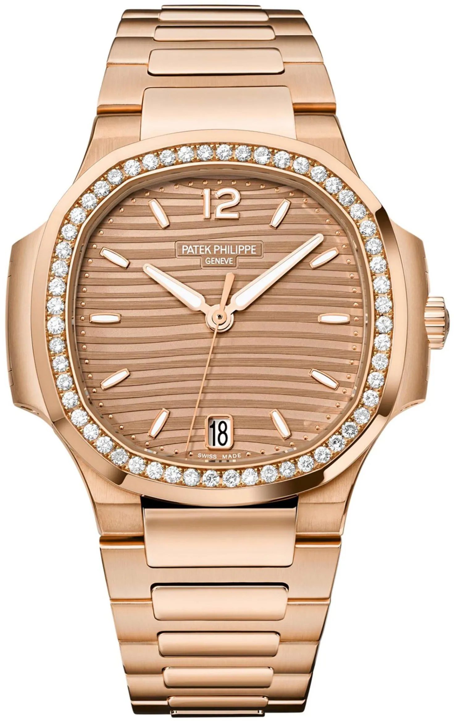 Patek Philippe Nautilus 7118/1200R-010 35mm Rose gold and 18k rose gold Brown and Opaline